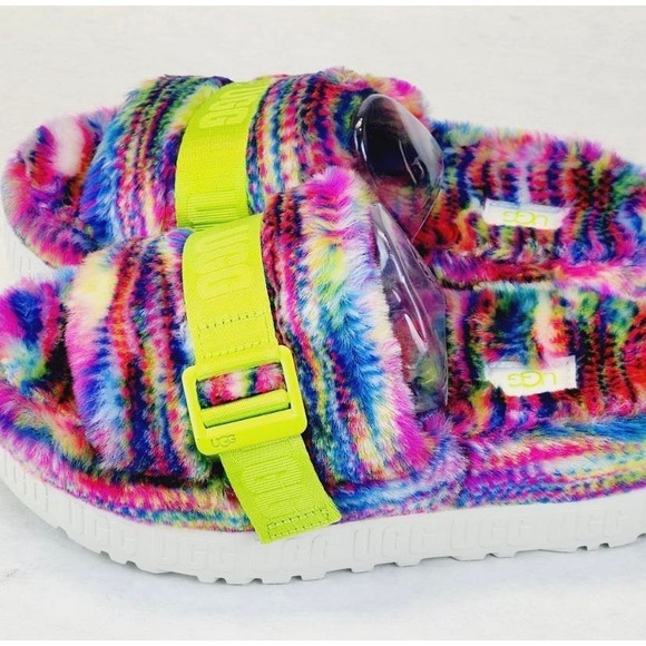 Womens UGG Fluffita Pixelate Sandals Slide Shoes SZ 7 - Picture 3 of 8